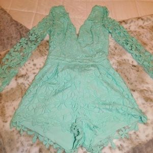 Deep-V Romper Light Blue